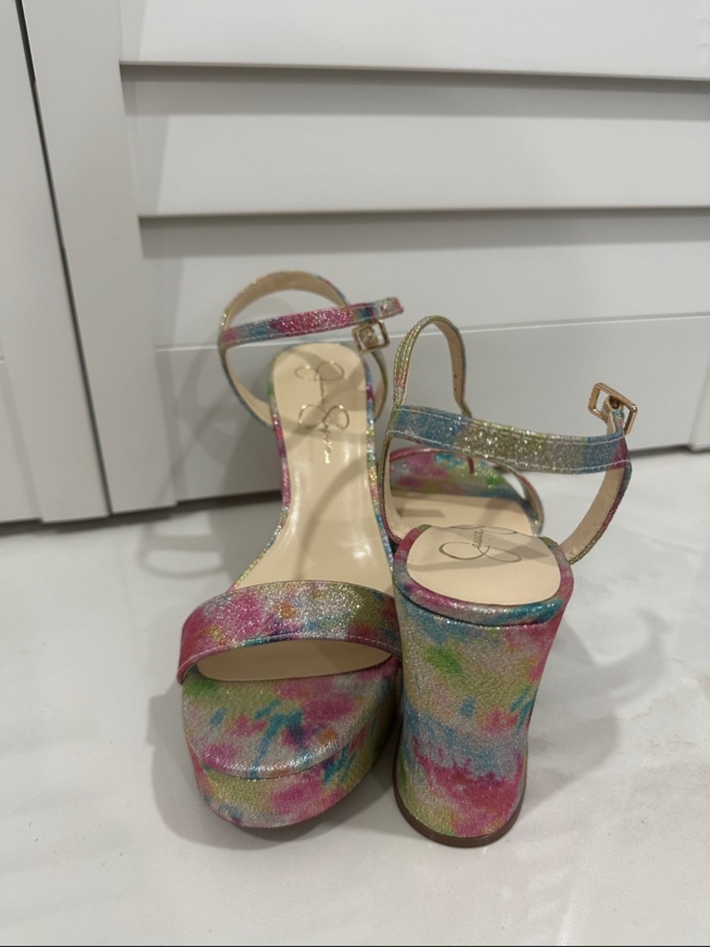 Jessica Simpson Glitter Tie-Dye Platform Sandals in Multicolor